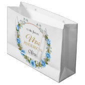 Elegante Blue Rose & Baby's Atem Große Geschenktüte (Vorderseite Schrägansicht)