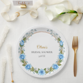 Elegante Blue Rose & Baby's Atem Pappteller