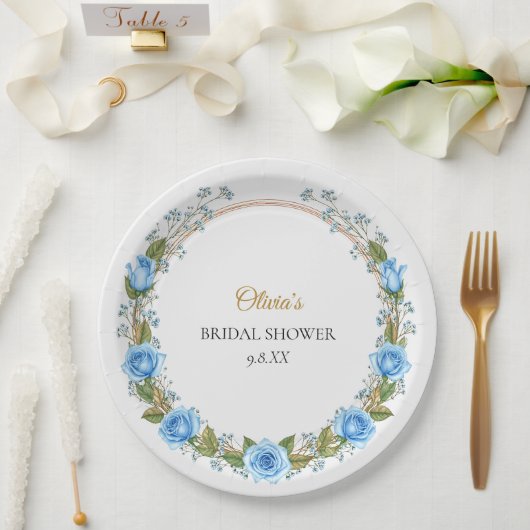 Elegante Blue Rose & Baby's Atem Pappteller (Hochzeit)