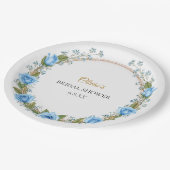 Elegante Blue Rose & Baby's Atem Pappteller (Schrägansicht)
