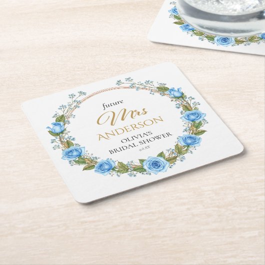 Elegante Blue Rose & Baby's Atem Rechteckiger Pappuntersetzer (angewinkelt)