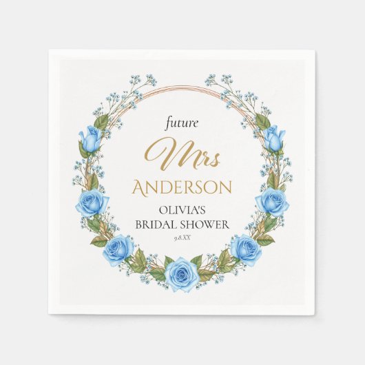 Elegante Blue Rose & Baby's Atem Serviette (Vorderseite)