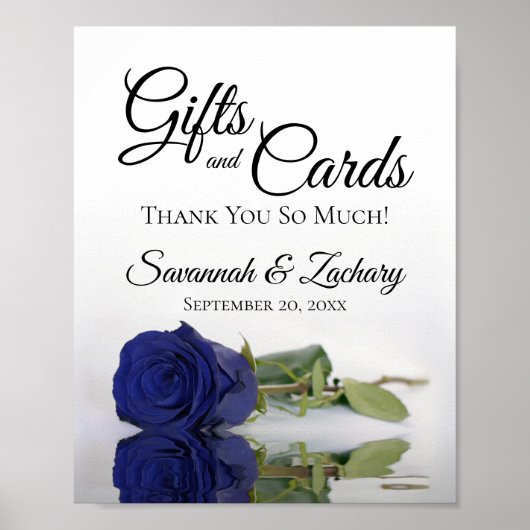 Elegante Blue Rose Geschenke & Karten Hochzeitszei Poster (Vorne)