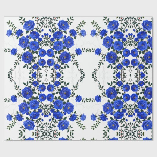 Elegante Blue Rose Geschenkpapier (Flach)