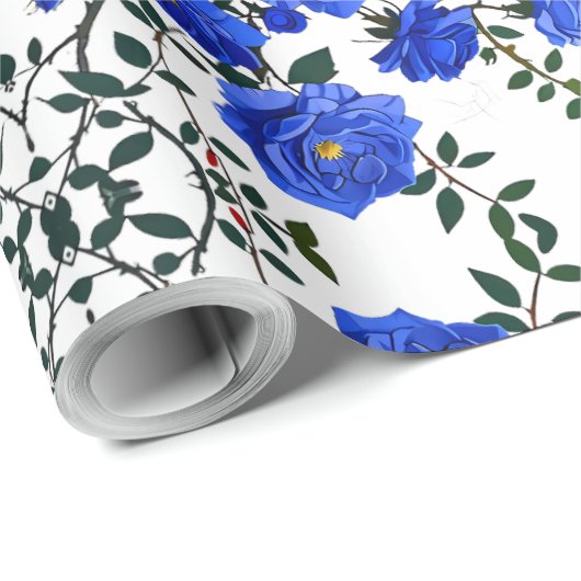 Elegante Blue Rose Geschenkpapier (Rolleneckpunkt)