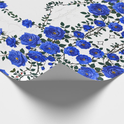 Elegante Blue Rose Geschenkpapier (Ecke)