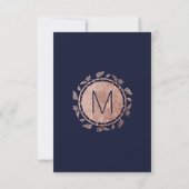 Elegante Blue Rose Gold Floral RSVP Cards (Rückseite)