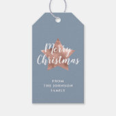 Elegante Blue Rose Gold Star Weihnachten Geschenkanhänger (Vorderseite)