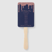 Elegante Blue Rose Gold Wedding Program Hand F Fächer (Rückseite)