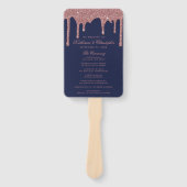 Elegante Blue Rose Gold Wedding Program Hand F Fächer (Vorderseite)