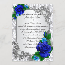 Elegante Blue Rose Hochzeit Einladung