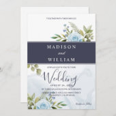 Elegante Blue Rose Hochzeit Einladung (Vorne/Hinten)