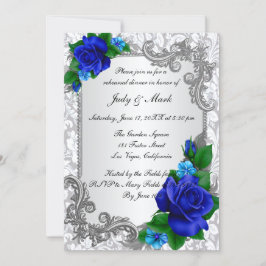 Elegante Blue Rose Hochzeit Probe Dinner Einladung