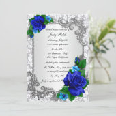Elegante Blue Rose Hochzeiten Brautparty Einladung (Stehend Vorderseite)