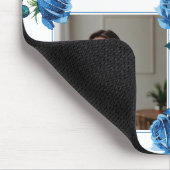 Elegante Blue Rose Monogram Custom Mama Mousepad (Ecke)