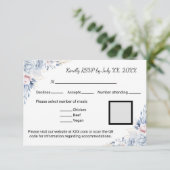 Elegante Blue Rose RSVP Karte (Stehend Vorderseite)