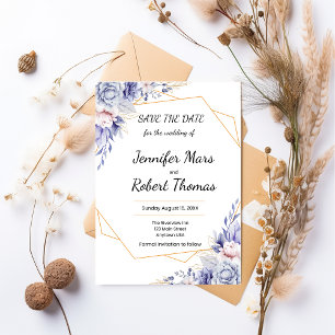 Elegante Blue Rose Save The Date