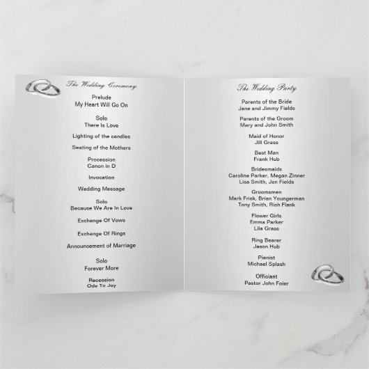 Elegante Blue Rose Wedding Program Card Karte (Innenseite)