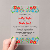 Elegante Blue Rote Rosen Botanische Hochzeit mit F Acryleinladungen (Insitu (Handheld))