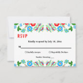 Elegante Blue Rote Rosen Botanische Hochzeit mit F RSVP Karte (Vorderseite)