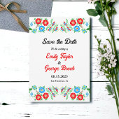 Elegante Blue Rote Rosen Botanische Hochzeit mit F Save The Date