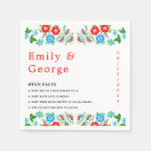 Elegante Blue Rote Rosen Botanische Hochzeit mit F Serviette (Vorderseite)