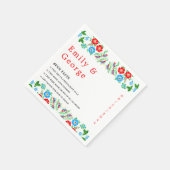 Elegante Blue Rote Rosen Botanische Hochzeit mit F Serviette (Ecke)