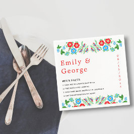 Elegante Blue Rote Rosen Botanische Hochzeit mit F Serviette