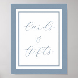Elegante Blue Script Cards und Gifts Sign Poster