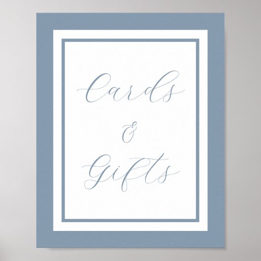 Elegante Blue Script Cards und Gifts Sign Poster (Vorne)