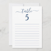 Elegante Blue Script Table Seating Lined Card Einladung (Vorderseite)