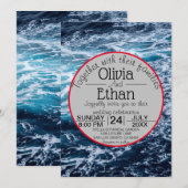 Elegante Blue Sea Waves Summer Beach Hochzeit Einladung (Vorne/Hinten)