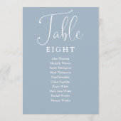 Elegante Blue Seating Chart Tischnummer (Rückseite)