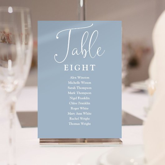 Elegante Blue Seating Chart Tischnummer