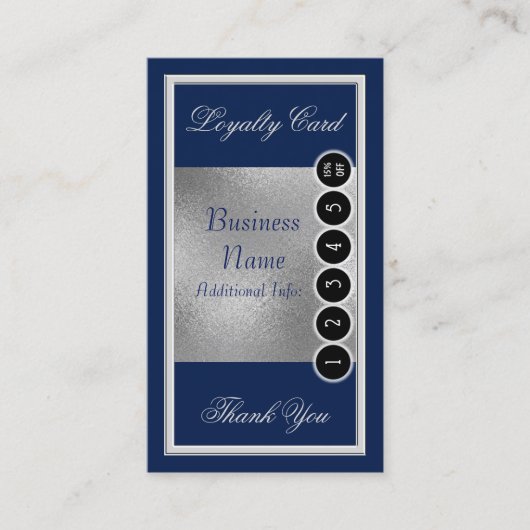 Elegante Blue & Silver Loyalty Card 2 Treuekarte (Vorderseite)