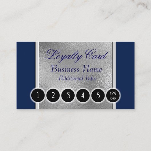 Elegante Blue & Silver Loyalty Card Treuekarte (Vorderseite)
