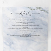 Elegante Blue & Silver Metallic Marmorhochzeit Dreifach Gefaltete Einladung (Innen Erste Seite)