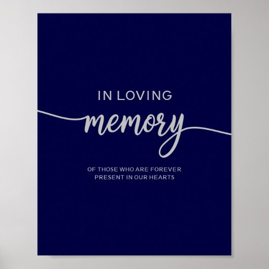 Elegante Blue Silver Wedding Memorial Sign Poster (Vorne)