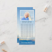 Elegante Blue Sky Rays Beerdigung Obituary Foto Ca Karte (Vorderseite/Rückseite Beispiel)