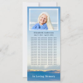 Elegante Blue Sky Rays Beerdigung Obituary Foto Ca Karte