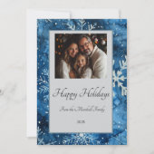 Elegante Blue Snowflake Ferienkarte Einladung (Vorderseite)