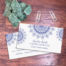 Elegante Blue Snowflake Mandala Business Cards Visitenkarte