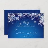 Elegante Blue Snowflake RSVP Karte (Vorne/Hinten)