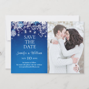 Elegante Blue Snowflake Wedding rettet das Datum Save The Date
