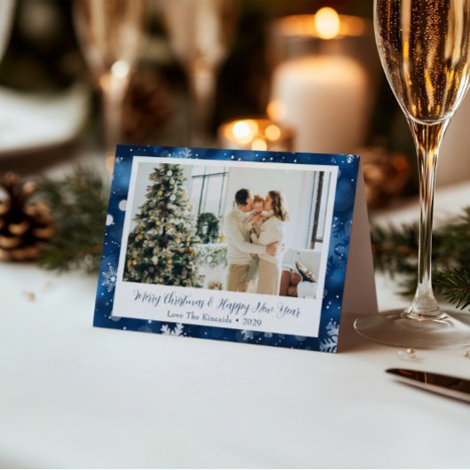Elegante Blue Snowflake Weihnachten Falten Fotokar
