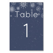 Elegante Blue Snowflake Winter Wedding Tischnummer (Rückseite)
