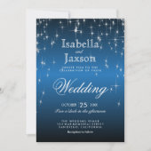 Elegante Blue Star Lights Hochzeitseinladung Einladung (Vorderseite)