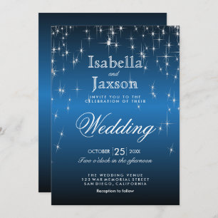 Elegante Blue Star Lights Hochzeitseinladung Einladung