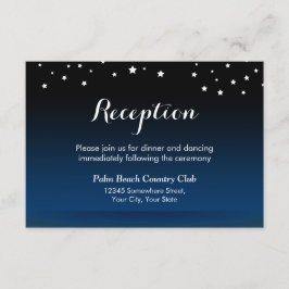Elegante Blue Starry Night Wedding Reception Begleitkarte