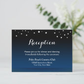 Elegante Blue Starry Night Wedding Reception Begleitkarte (Stehend Vorderseite)